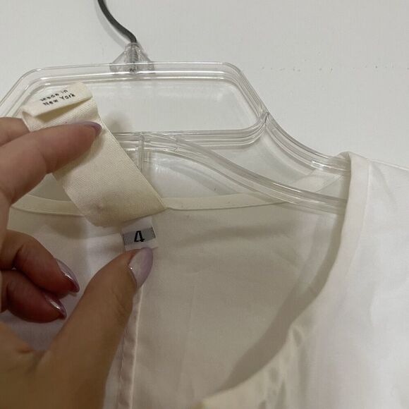 ZERO + Maria Cornejo ivory white long sleeve button down cotton dress US 4 - Picture 5 of 12